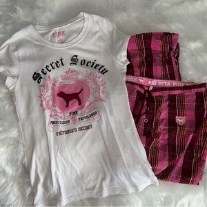 HTF VINTAGE PINK VS 2006 Secret Society Display‎ Tee & Lounge Pants PJ Set CTRR